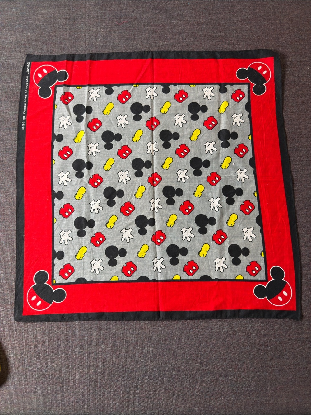 Disney Red Black Yellow Mickey Print Bandana Set of 2